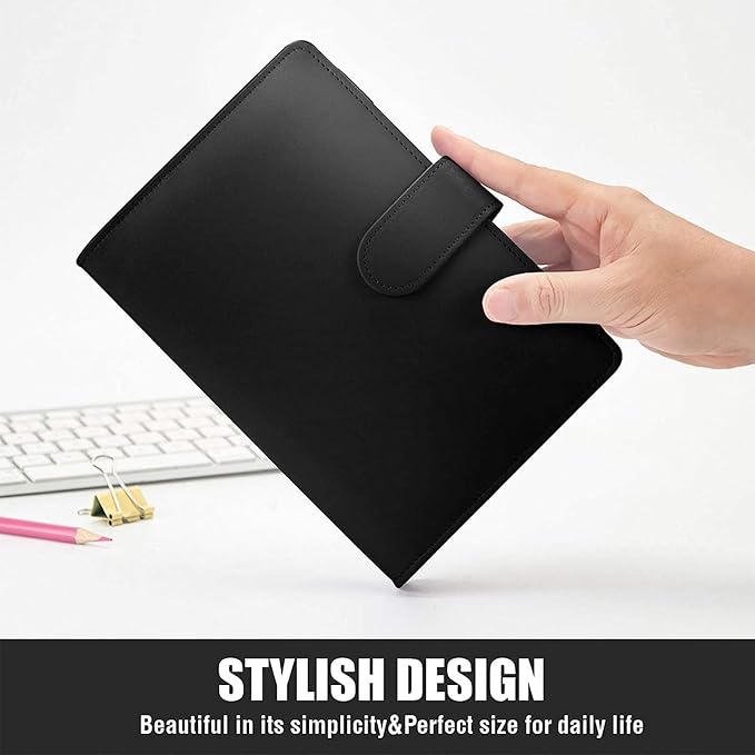 Sooez A6 Notebook Binder, 6 Ring Planner Binder A6 PU Leather Notebook Binder, Loose Leaf Personal Organizer Binder Cover with Magnetic Buckle Closure, PU Leather Portfolio Binder, 7.48"x5.2"