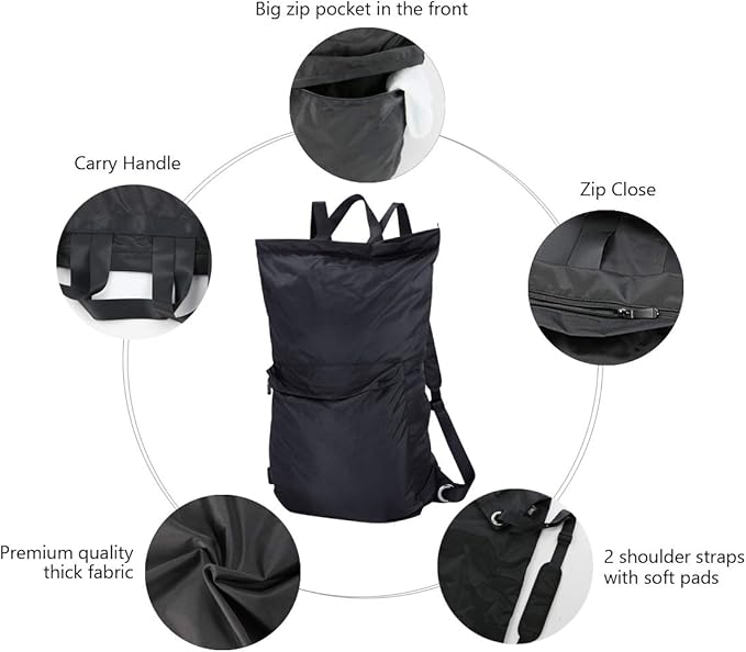 iwill CREATE PRO 24"X 35.5", Large Laundry Backpack with Shoulder Straps & Soft Pads, Zip Close & Carry Handle, Lingerie Buckle Pocket, Black