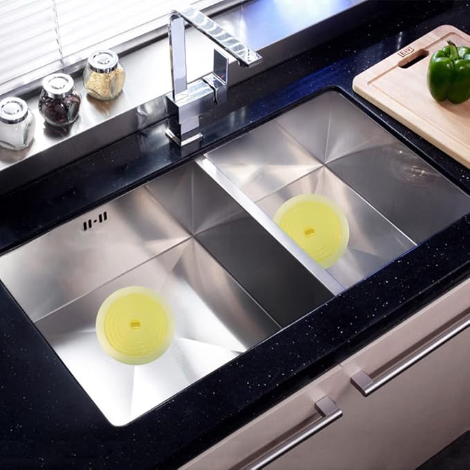 V-TOP Bathtub Drain Plug 2 Pack, 6 inches Large Silicone Tub Stopper Hair Stopper Flat Suction Cover for Kitchen Bathroom and Laundry (Yellow Transparent)