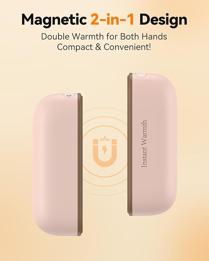 2 in 1 Hand Warmers Rechargeable, Magnetic Electric Hand Warmer 8000mAh USB-C, 3 Heat Levels up to 140°F, Quick Heating Portable Hand Warmers, Gifts