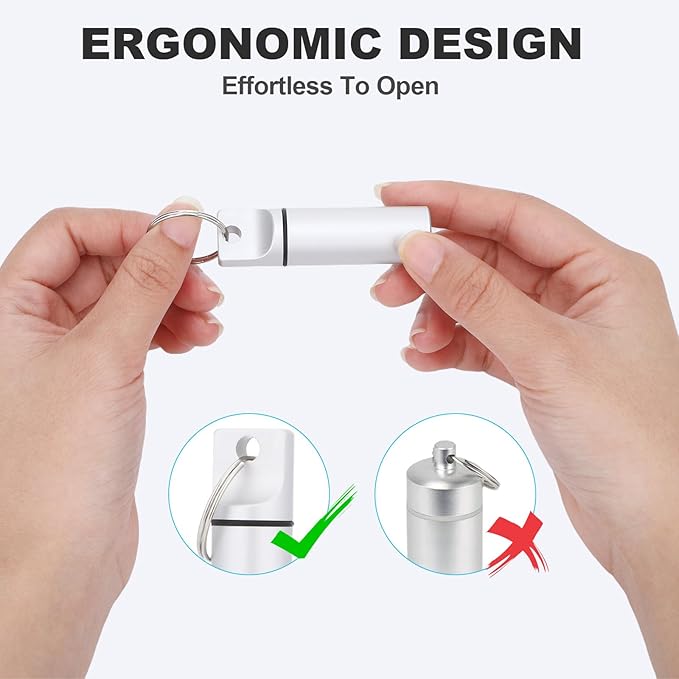 6 PCS Keychain Pill Holder, Waterproof Pill Container, Mini Travel Portable Pills Organizer, Pocket Pills Case for Men, Medicine Storage Box, Small Medicine Case Travel for Purse Women Outdoor Camping