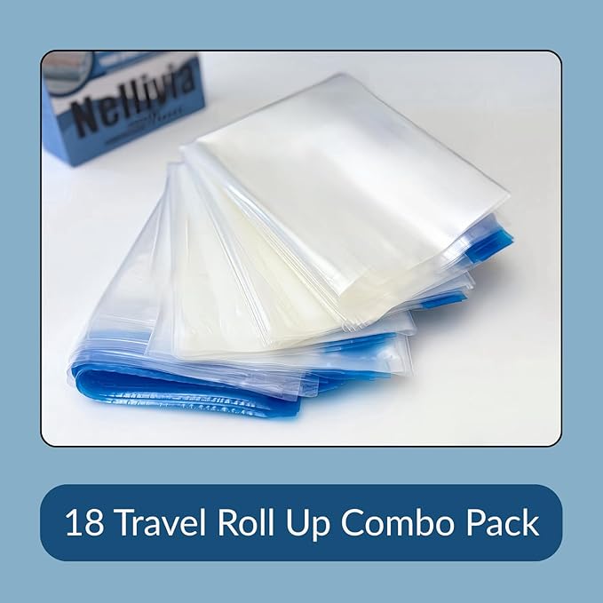18 Pack Compression Bags for Travel, Roll Up Space Saver Bags for Clothes Storage, Compact Packing travel organizer for Luggage, Suitcase, Backpack, No Pump or Vacuum Needed
