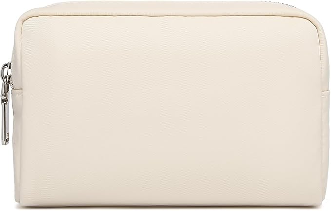 Waterproof Makeup Bag Large Capacity Women's Classic Black Wash Bag Adjustable Partition Wash Bag Brush and Cosmetic Carrying Bag… (Creamy White)