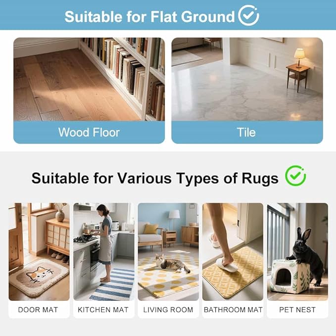FuKuEn Rug-Gripper, Anti Slip Rug Grippers for Carpet, Upgraded Area Rug Pad Grippers Extra Sticky on Tile, Non-Slip Rug Pads Stopper for Hardwood Floor Washable Rug Tape Stickers 12x12cm 4 Pieces