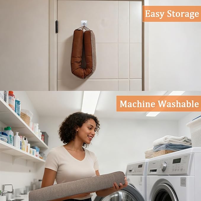 38 Inch Under Door Draft Stopper, Blocks Hot Cold Air and Wind from Door and Window Bottom, Weather Seal, Reduces Noise and Light, Triangular, Coffee