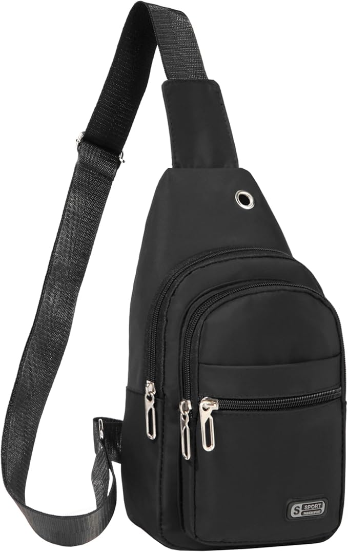 Banelu Small Sling Backpack Crossbody Sling Bag for Men Women, Chest Bag Daypack Fanny Pack Cross Body Bag for Outdoors Hiking Traveling - Black