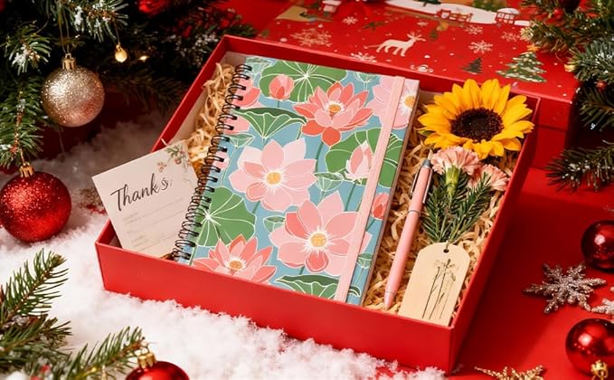 A5 Spiral Sticky Notebook,with 9 pads of decorated sticky notes and a handy notebook,Note Pads Teacher Appreciation Gift Writing Memo Pads School Office Supplies and Daily Life Organization (Lotus)