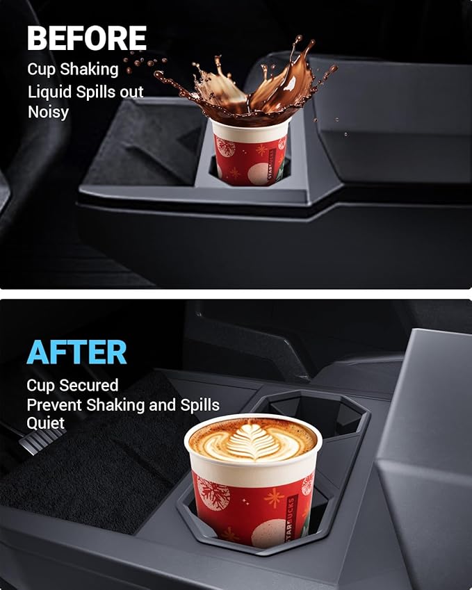 Motrobe Center Console Cup Holder Insert for 2024 2025 2026 Tesla Cybertruck [Seamless Fit for Console] Silicone Drink Organizer Holder for Cybertruck Interior Accessories