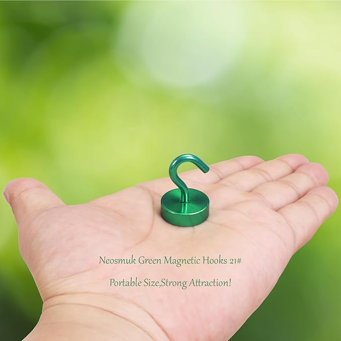 Neosmuk Magnetic Hooks, Cruise Ship Essentials, 40lb+ Heavy Duty Magnetic Hooks for Cruise Cabins, Refrigerator, Grill, Hanging, and Travel | Extra Strong Must-Haves Magnet Hook,Green,Pack of 5