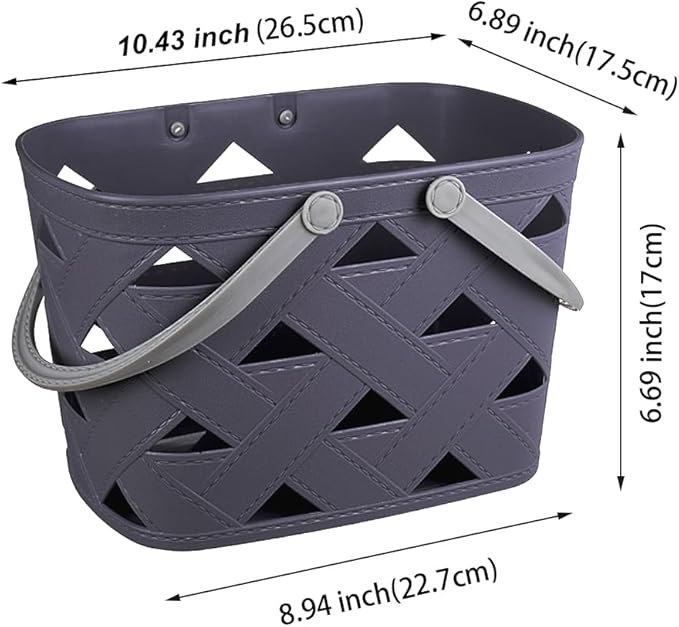 Portable Shower Caddy 2 Pack, Tote Plastic Storage Basket with Handle Shelf Organizers Bin for Bathroom, College Dorm, Kitchen, Garden, Camping, Cleaning Supplies (Dark grey 2 pcs)