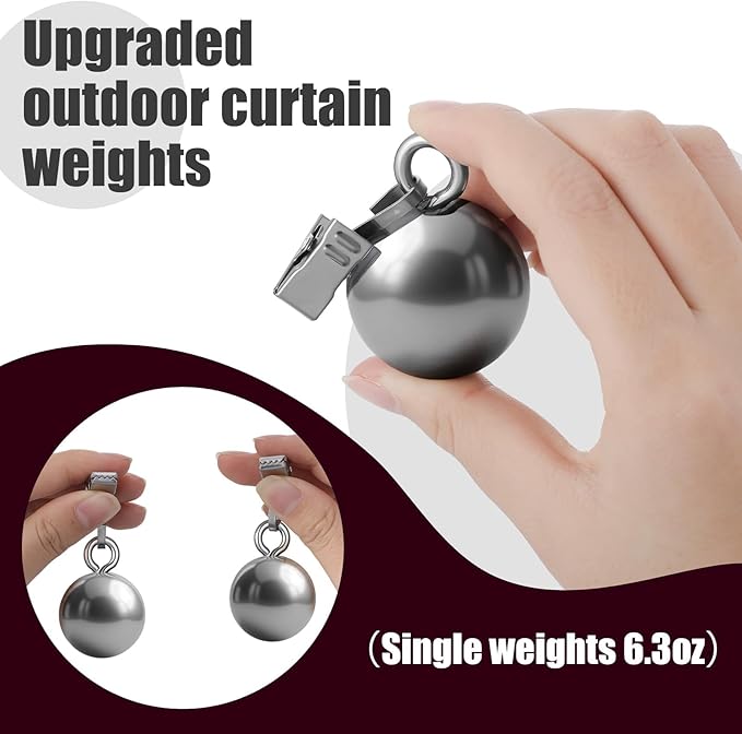20 Pack Outdoor Curtain Weights, 6.3 oz Heavy Duty Curtain Weights Tablecloth Flag Weights Clips for Wind Pergola Patio Gazebo Cabana Outdoor Drapery