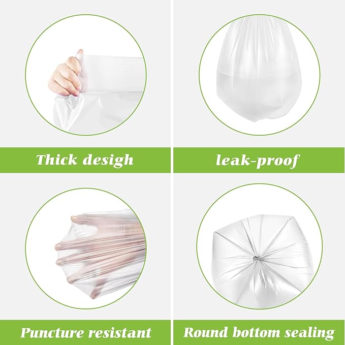 1.2 Gallon 330 Counts Strong Trash Bags Garbage Bags by Teivio, Bathroom Trash Can Bin Liners, Small Plastic Bags for home office kitchen (Clear)