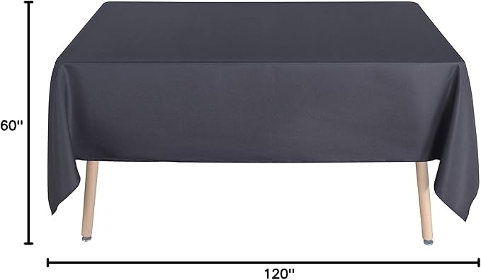 sancua Rectangle Tablecloth - 60 x 120 Inch - Stain and Wrinkle Resistant Washable Polyester Table Cloth, Decorative Fabric Table Cover for Dining Tables, Buffet Parties and Camping, Grey