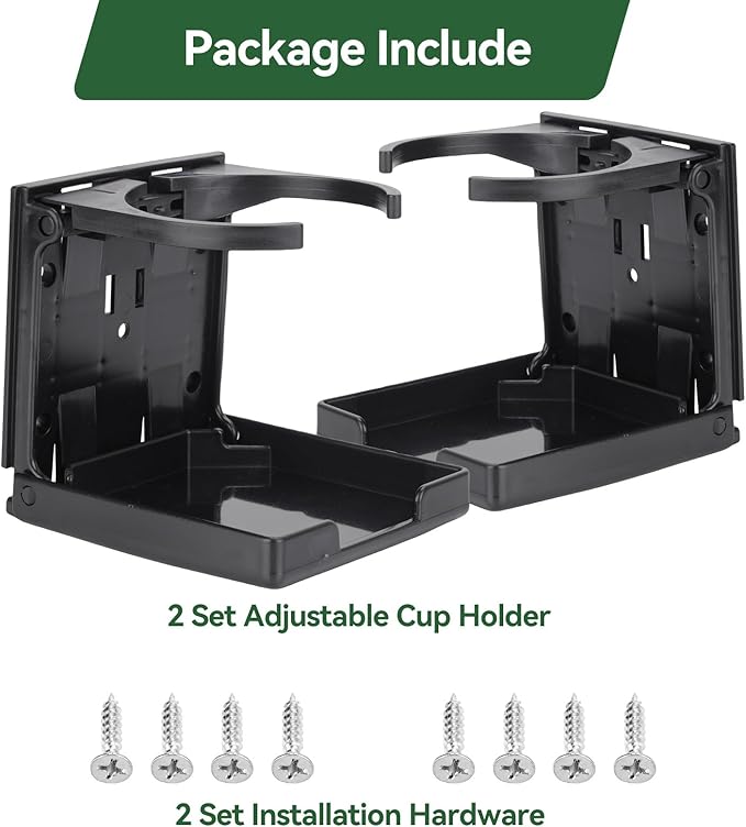 2pcs Foldable Cup Holder Adjustable Wall Mounted Cup Holder 60-100MM Wall Car Desk Drink Holder for Home Trucks RVs Vans Boats Campers Caravans (Black)
