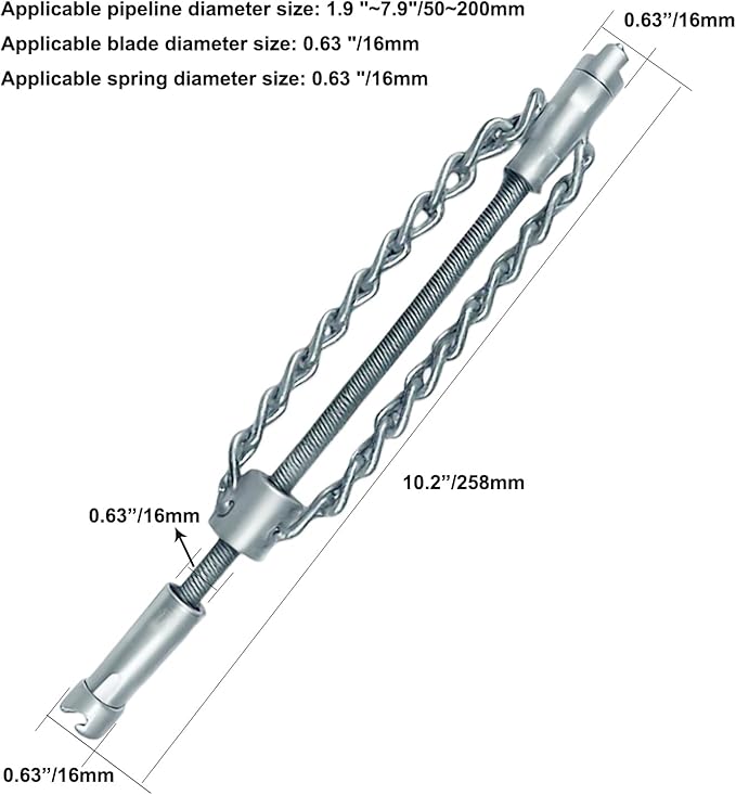 Flex-Shaft Sewer Descaling Chain, 16mm Drill-Powered Drain Cleaner, Hardened Steel Pipe Unclogger for Kitchen Sink, Bathtub, Toilet & Shower Drain, Reusable Pipeline Maintenance Tool