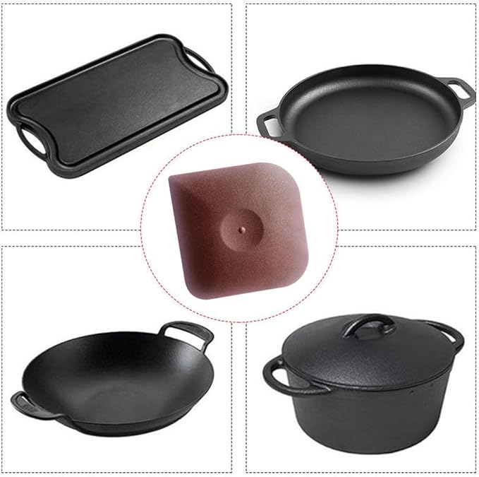 Pan Scrapers Dish Scraper Tool Set, 8Pack Cast iron Cleaner Scraper Multifunctional Scraper Polycarbonate Plastic Pan Pot Scraper, Iron Skillet Scraper Scrubber for Cleaning Grease, Kitchen (Brown)