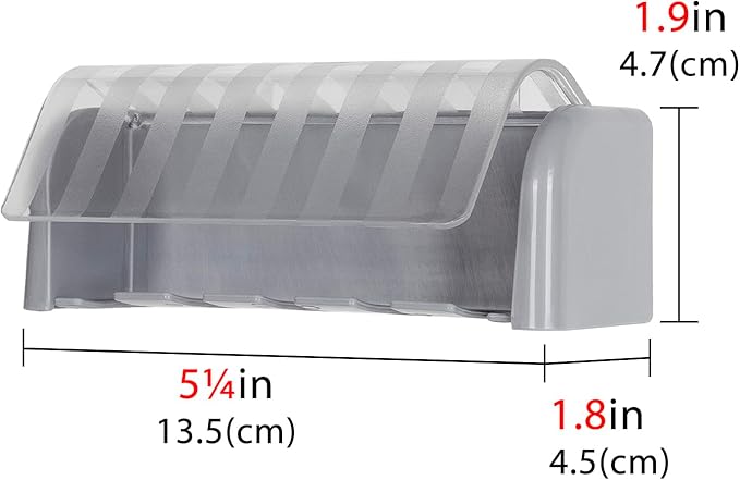 LUEXBOX 5 Slots Wall Mount Toothbrush Holder with Cover, Self Adhesive Toothbrush Storage Organizer for Shower, Toothbrush Hanger for Bathroom, Medicine Cabinet, Dorm (Grey)