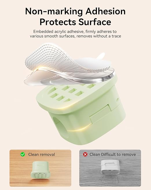 6 Pack Cable Management Cord Organizer, Magnetic Cable Clips-1s Lock, Rocoren Desk Adhesive Cord Cable Clip Wire Holder Keeper for Phone Charger Wire, Nightstand, Car, Office, Desktop Accessory, Green