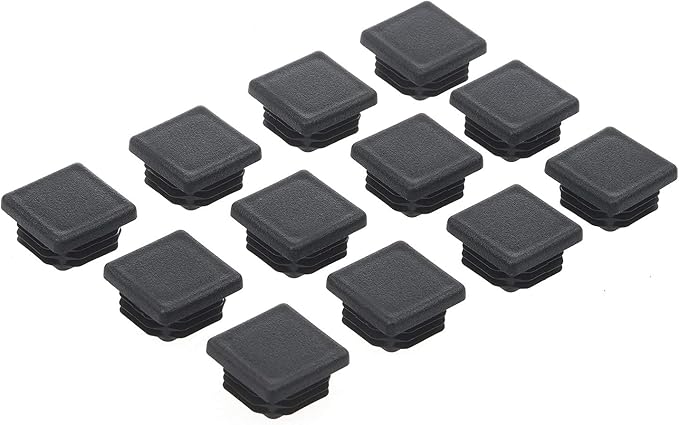 1 Inch Square Plastic Plugs, Pipe OD 1" x 1", Steel Chair Leg End Caps, Bar Stool Glides, Fence Plugs, Furniture or Fitness Equipment End Caps (12 Packs)