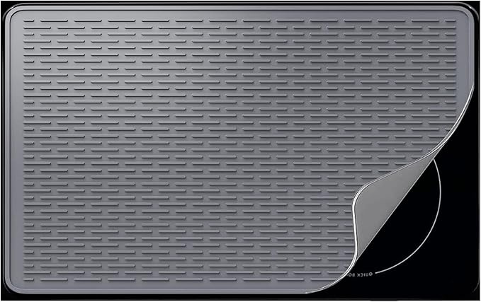 YUHFERA Stove Top Cover for Electric Stove - Silicone Stove Mat for Glass Top, Glass Cooktop Protector, XL Dish Drying Mats for Kitchen,Oven Covers for Electric Stove (Gray,36 x 21)