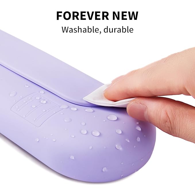 AGIKET 2 IN 1 Silicone Makeup Brush Holder with Beauty Make Up Sponge Holder Case：Soft Portable Cosmetic Face Brushes Holder with Upgrade Anti-Fall Out Magnetic Closure - Purple
