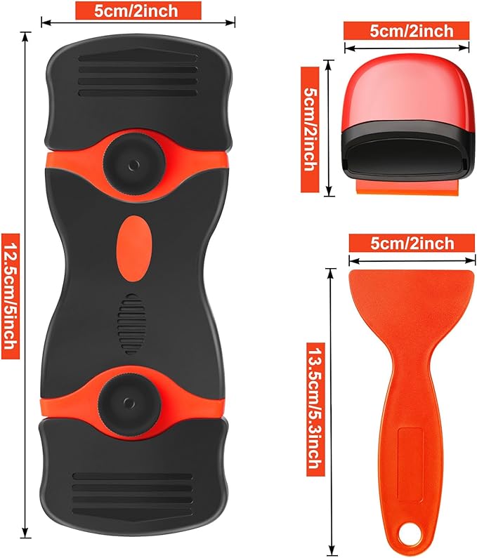 Tallew 9 Pcs Plastic Scraper Tool Sticker Plastic Razor Blade Scraper Plastic Pick Plastic Non Scratch Tool Putty Knife for Window Floor Label Removal Paint Cleaning(Orange)