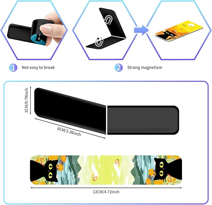 96 Pieces Magnetic Bookmarks Magnet Page Markers - Book Marks for Reading Women & Men with Storage Boxes - Gifts for Cat Lovers, Cute Magnet Bookmark Clips for Reading Pleasure (Cat Style A)