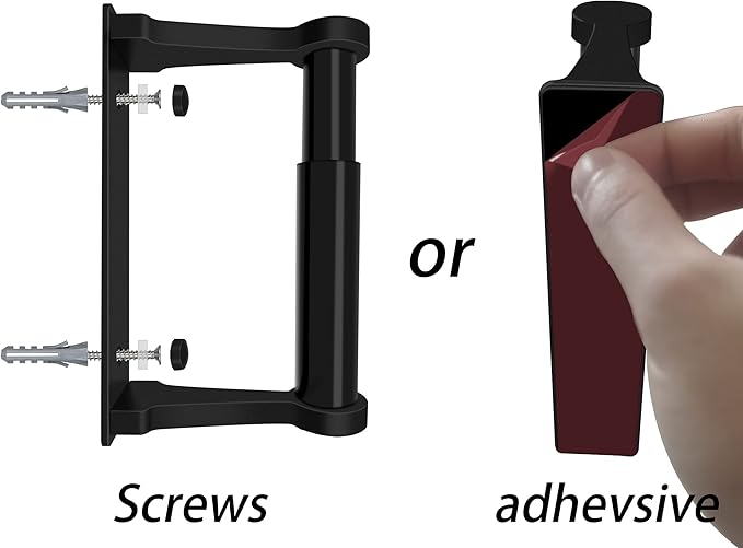 D&Joy Bathroom Toilet Paper Holder, Matte Black Wall Mount Toilet Paper Roll Holder with Spring Loaded Roller, Aluminum Self-Adhesive Toilet Tissue Holder 5-inch TP Holder for Bathroom Kitchen