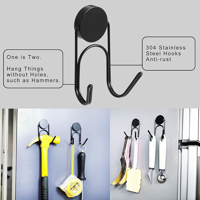 Magnetic Hooks 80Lbs+ 2026 Cruise Essentials Magnet Hook Heavy Duty Magnets Hanging Hooks for Refrigerator Grill Toolbox Cabins Outdoor 8 Pack (Black)