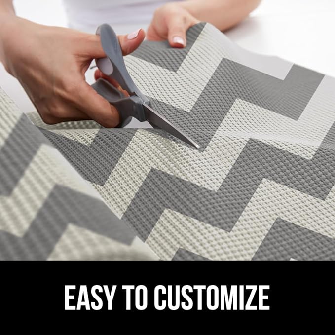 GORILLA GRIP powerGRIP Drawer Shelf and Cabinet Liner, Thick Strong Hold, Non-Adhesive Liners Protect Kitchen Cabinets and Cupboard, Bathroom Drawers, Easy Install, Breathable Mat, 17.5"x30', Chevron
