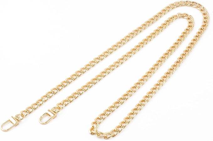Gold Purse Chain Strap, 43.3 Inch Replacement Bag Strap, Metal Braided Chain for DIY Handbag Shoulder Crossbody Bag