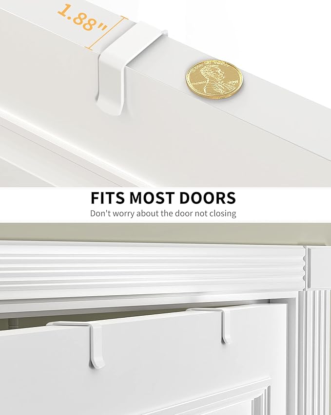 Moforoco White 6-Tier Over-the-Door Pantry Organizer, Pantry Organization Storage, Door Metal Hanging Spice Rack Basket Shelves, Home Kitchen Apartment Essentials, Laundry Room Bathroom Organization