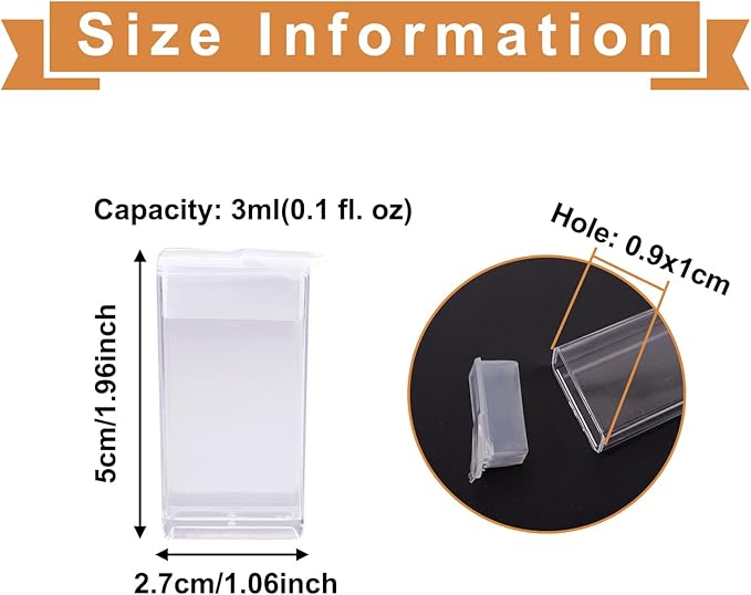 FASHEWELRY 100Pcs Plastic Flip Top Seed Bead Small Storage Containers 2x1 Rectangle Transparent Clear Box Package Candy Favor Empty Box Organizers