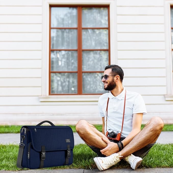 MATEIN Messenger Bag for Men, Briefcases Lightweight Men's Laptop Bag 17.3 inch Water Resistant Crossbody Satchel Computer Work Office Case with Shoulder Strap, Blue