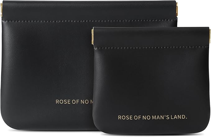 2pcs Small Pouches for Purse, Self-closing Mini Makeup Bag, Organosilicon Super Fiber Leather Coin Purse for Women Travel Pouch Small Cosmetic Bag| Lipstick, Jewelry, Change, Card (Black)