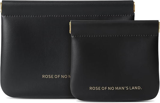 2pcs Small Pouches for Purse, Self-closing Mini Makeup Bag, Organosilicon Super Fiber Leather Coin Purse for Women Travel Pouch Small Cosmetic Bag| Lipstick, Jewelry, Change, Card (Black)