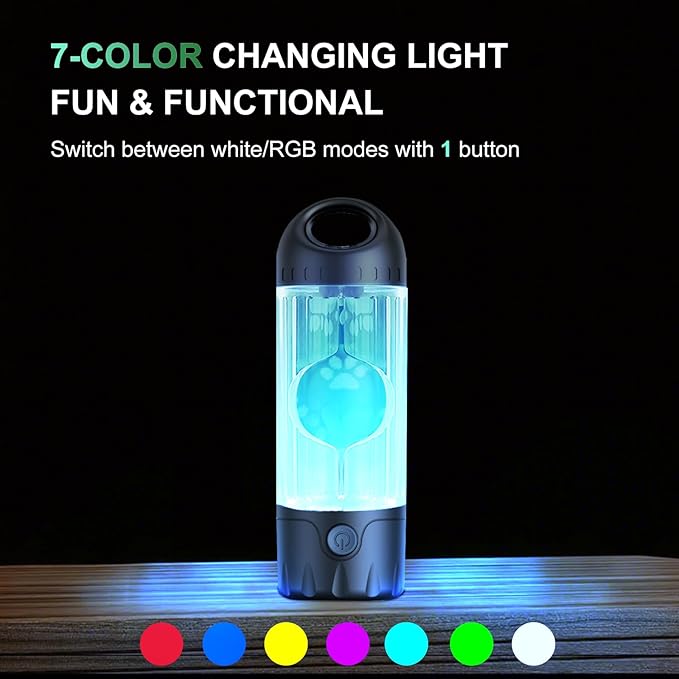 Tubasion 3-in-1 Dog Poop Bag Holder with Flashlight 7-Color, USB-C Rechargeable doggie bag holder for leash, IPX6 Waterproof Anti-Slip Clip Pet Waste Bag Dispenser for Walking (1 Dispenser, 30 Bags)