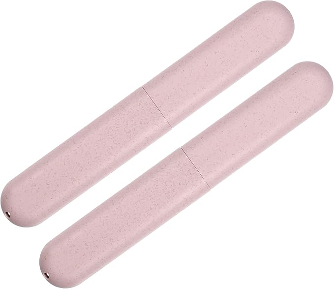 VOCOSTE 2pcs, Traveling Toothbrush Holders Case, PP Toothbrush Case for Travel Business, Pink, 8.07''x1.22''x0.83''