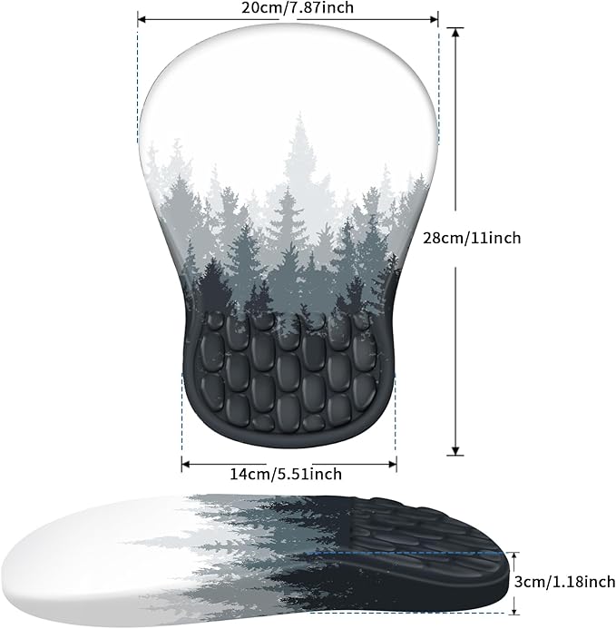 YIWEI Ergonomic Mouse Pad with Wrist Rest - Comfortable Office Mousepad with Memory Foam Wrist Support for Carpal Tunnel Relief, Mouse Pads with Non-Slip Base for Gaming and Home (Forest-2)