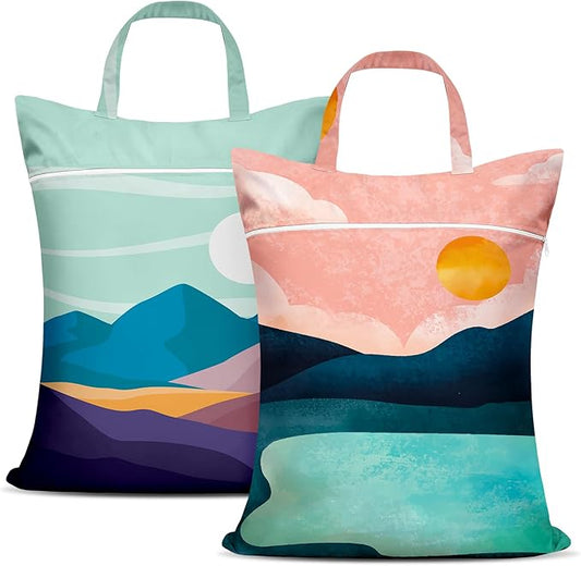 2 Pcs Large Travel Laundry Bags - Waterproof with Handle, Washable Dirty Clothes Bags for Travel, Wet & Dry Use, Bathing Suit & Gym Clothes Laundry, Swimming Pool & College Dorm