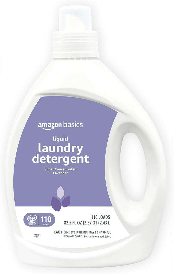 Amazon Basics Concentrated Liquid Laundry Detergent, Lavender Scent, HE Compatible, 110 Loads, 82.5 Fl Oz (Previously Solimo)