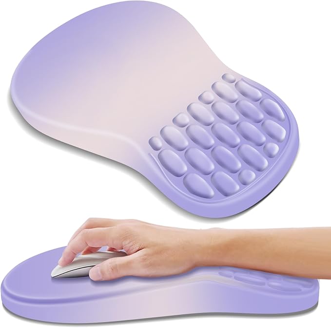 YIWEI Ergonomic Mouse Pad with Wrist Rest - Comfortable Office Mousepad with Memory Foam Wrist Support for Carpal Tunnel Relief, Mouse Pads with Non-Slip Base for Gaming and Home (Gradient Purple)