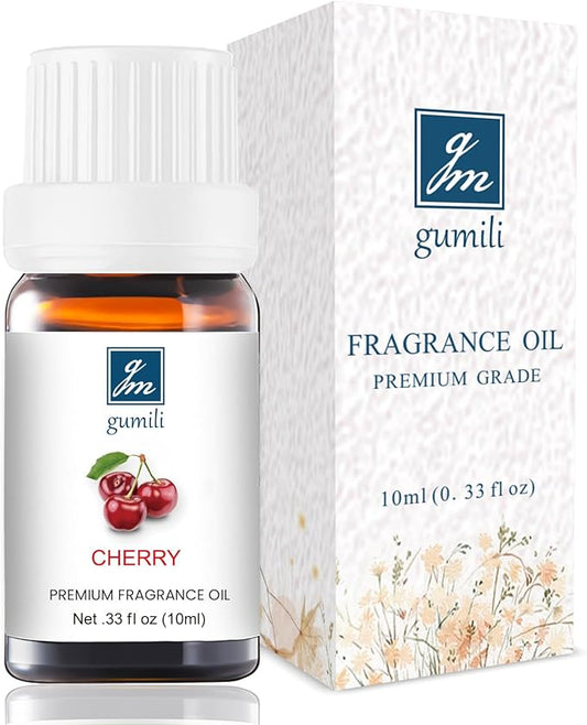 Cherry Essential Oil - Pure Organic Scent for Aromatherapy, Diffusers, Spray, Skin & Hair Care, Massage, DIY Candles & Soap, Perfume - Fruity Fragrance, 10mL