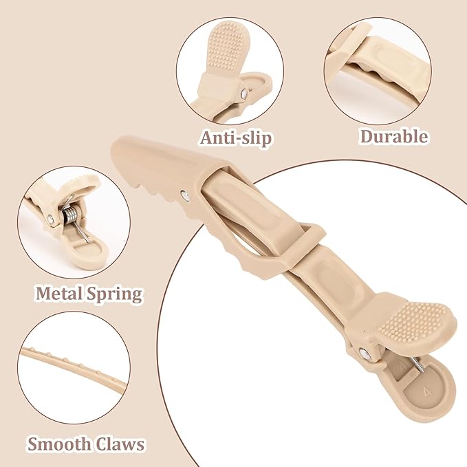 24 Pack Alligator Hair Clips, Professional Clips for Hair Sectioning, Hair Styling Accessories for Women Men Girls Teens，Khaki