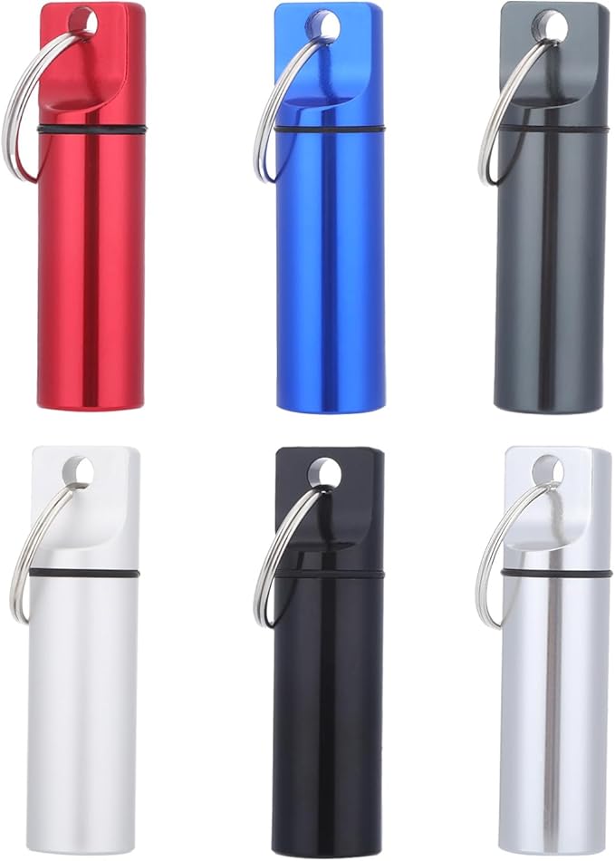 6 PCS Keychain Pill Holder, Waterproof Pill Container, Mini Travel Portable Pills Organizer, Pocket Pills Case for Men, Medicine Storage Box, Small Medicine Case Travel for Purse Women Outdoor Camping
