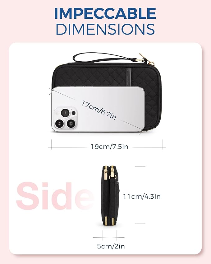 BAGSMART Electronic Cord Cable Organizer Travel Bag Case, Double Layers Tech Electronic Bag, Essentials for Charger, Cable, Phone, Flash drive, Black