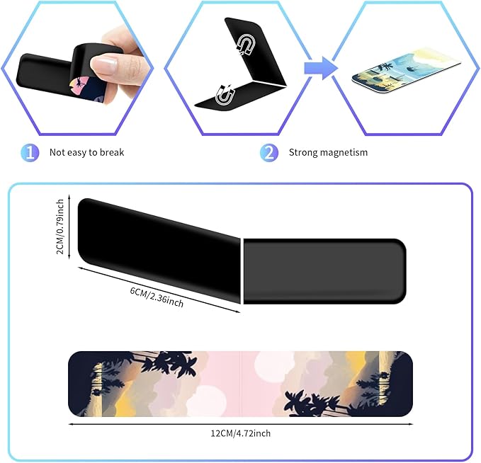 96 Pieces Magnetic Bookmarks Magnet Page Markers - Book Marks for Reading Women & Men with Storage Boxes - Cute Magnet Bookmark Clips for Reading Pleasure（Coconut Trees）