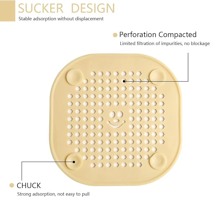 2 Pack Drain Hair Catcher Silicone Drain Protector Hair Stopper with Suction Cup for Shower Kitchen Bathroom Black White