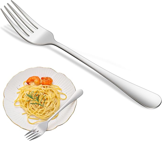 Dinner Forks Set, 8-Piece 8 Inches Stainless Steel Table Fork,Dishwasher Safe Flatware Forks,Food Grade Mirror Polishing Silverware Main Fork For Home,Restaurant Or Hotel