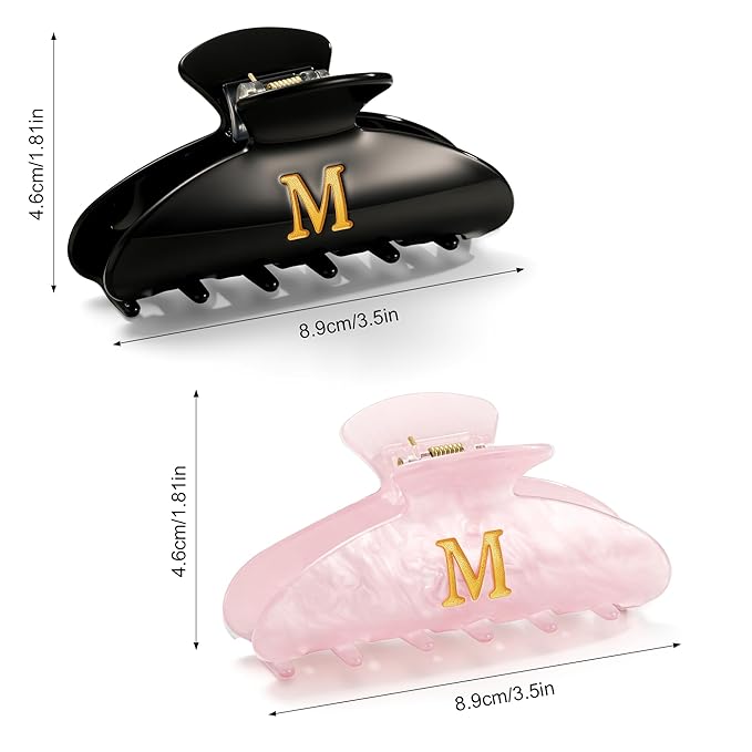 CWJCYTNSN 2 PCS Hair Claw Clips for Women Non-slip Black Pink Claw Clips for Thick Thin Hair Stylish M Hair Clips Elegant Hair Accessory Girls